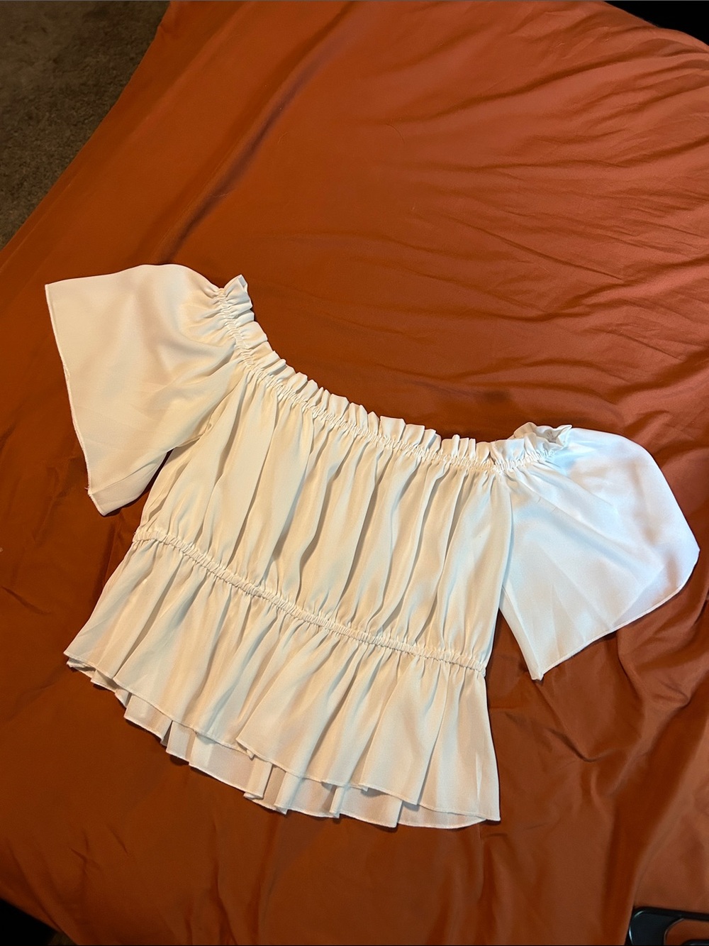 SHEIN White Off-Shoulder Ruffle Peplum Blouse